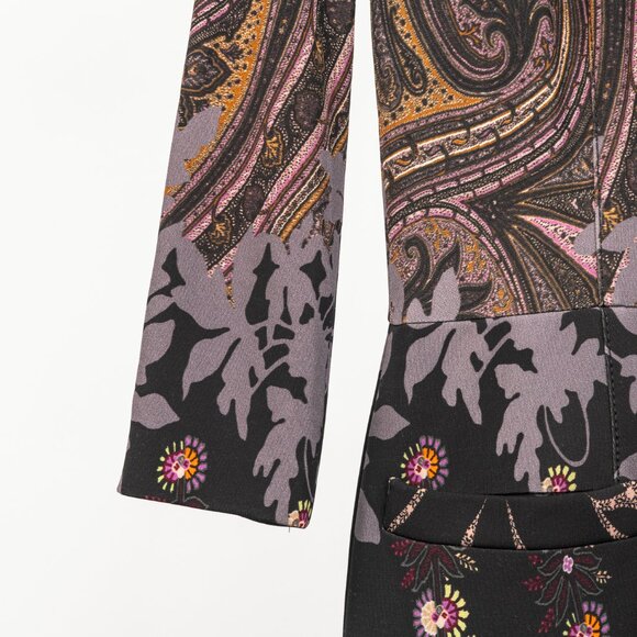 Etro Purple & Black Paisley & Floral Jersey Midi Dress - Picture 6 of 11